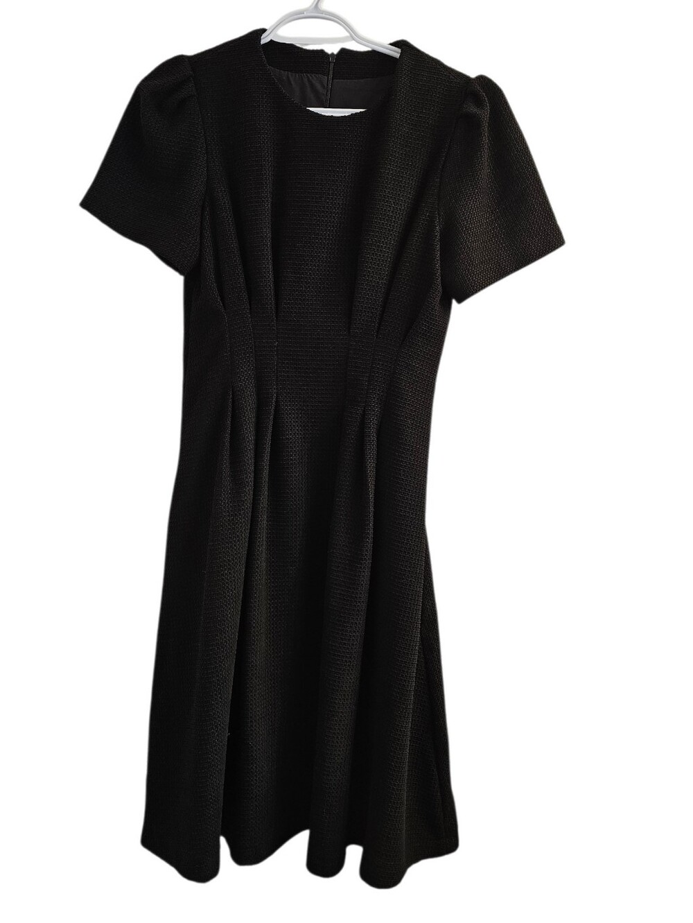 Black Tweed Midi Fit-and-Flare Dress
